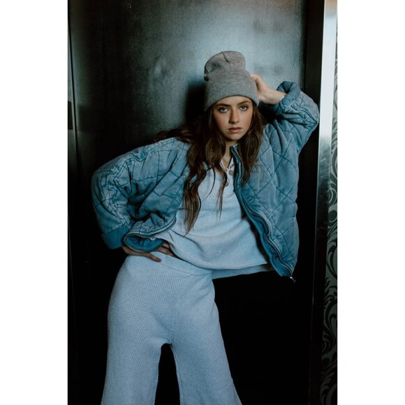 Free People Dolman Quilted Knit Jacket Top Oversized Zip-up Slouchy M NEW 280744 - Picture 8 of 12